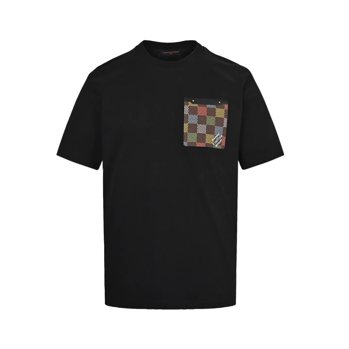 Louis Vuitton/Louis Vuitton 25ss checkerboard leather brand pocket short sleeves